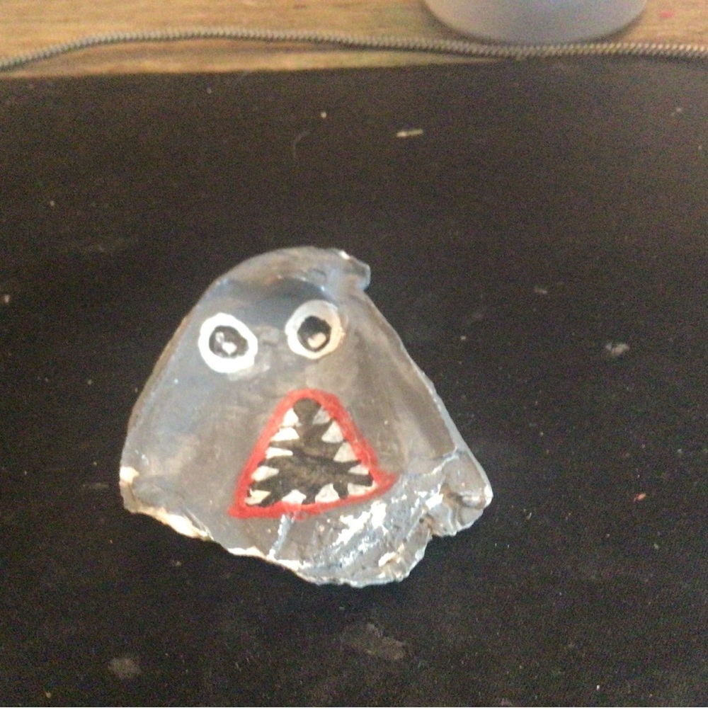 Shark painted oyster shell